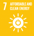 symbol på FNs globale mål 7 som sikrer tilgang til økonomisk, pålitelig, bærekraftig og moderne energi for alle.